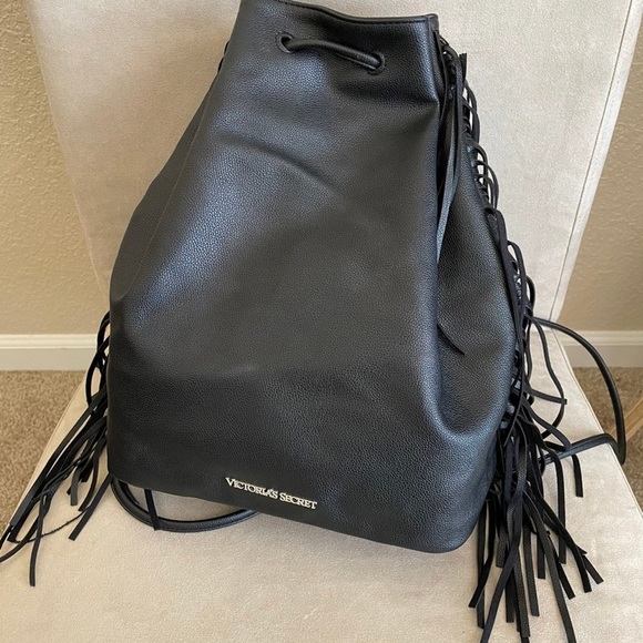 Victoria's Secret Bags Victorias Secret Black Faux Leather Backpack
